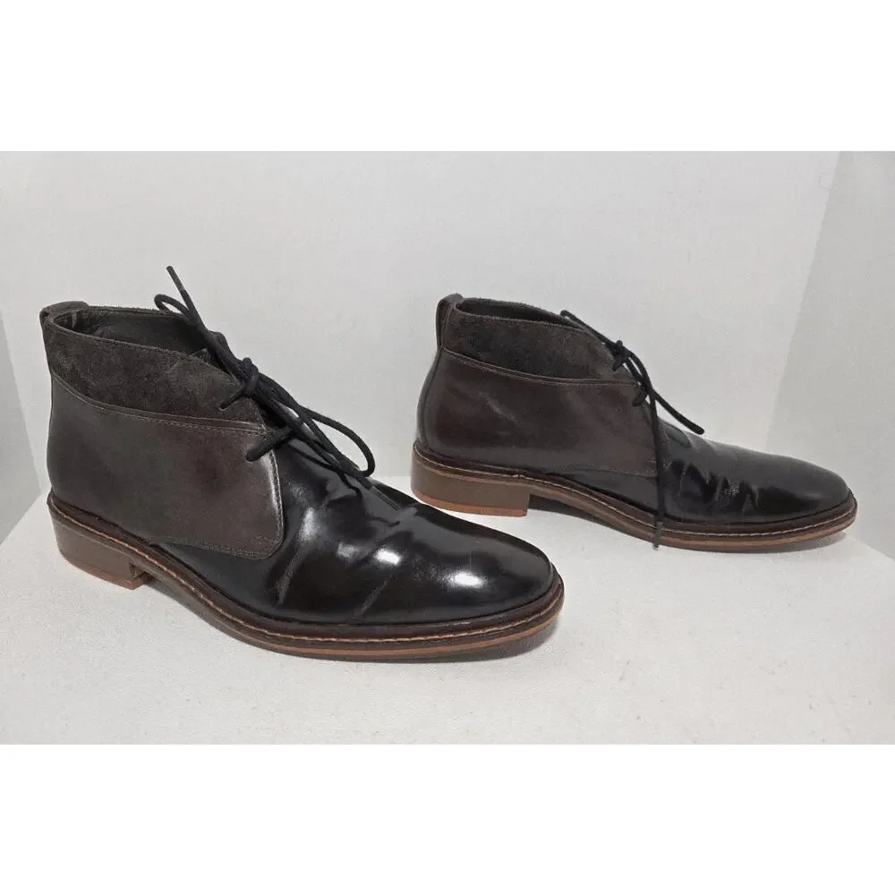 Cole Haan C10826 9 Air Colton Chukka Med/Dark Brown Shiny Boot Shoe sz 10 M